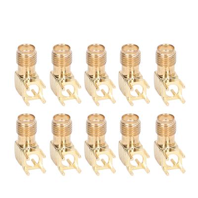 10Pcs RF Connector Panel Bent 90 Degree 4 Pin Antenna Base PCB Board End Coaxial Adapter SMAKWE