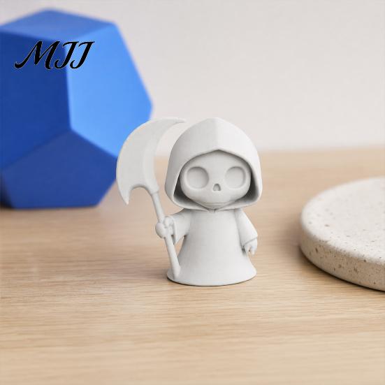 Gift For Home Office 3D Printed Ghost Figurine, Cute Desktop Ornament, Mini Storage Organizer Halloween Reaper Statue for Study Room Decoration