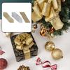 Wreath Bow Gold Glitter Ribbon Christmas Decorating Gift-wrapping Use Imitation Linen Material Shape-retaining