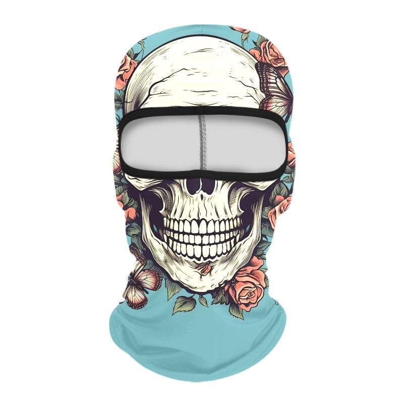 Skull Print Balaclava Face Mask, Ice Silk Cooling Breathable Sun Protection Full Face Cover for Cycling Running Hiking Outdoor Sports