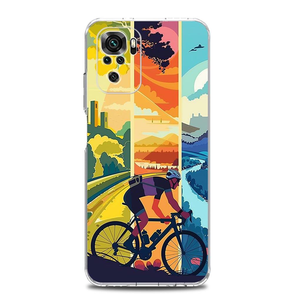 Phone Case For Xiaomi Redmi Note 14 13 12 4G 9S 9 10 11 Pro Plus 5G 14C 13C 12C 10C 9A Soft TPU Cover Mountain Bike Cycling art