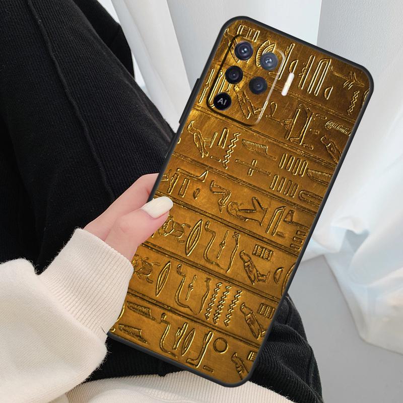 Egyptian Hieroglyphics Symbols Case For Oppo A96 A76 A16 A60 A98 A58 A78 A18 A38 A80 A40 A77 A57 A17 A74 A54 A94 A15 A5 Pro