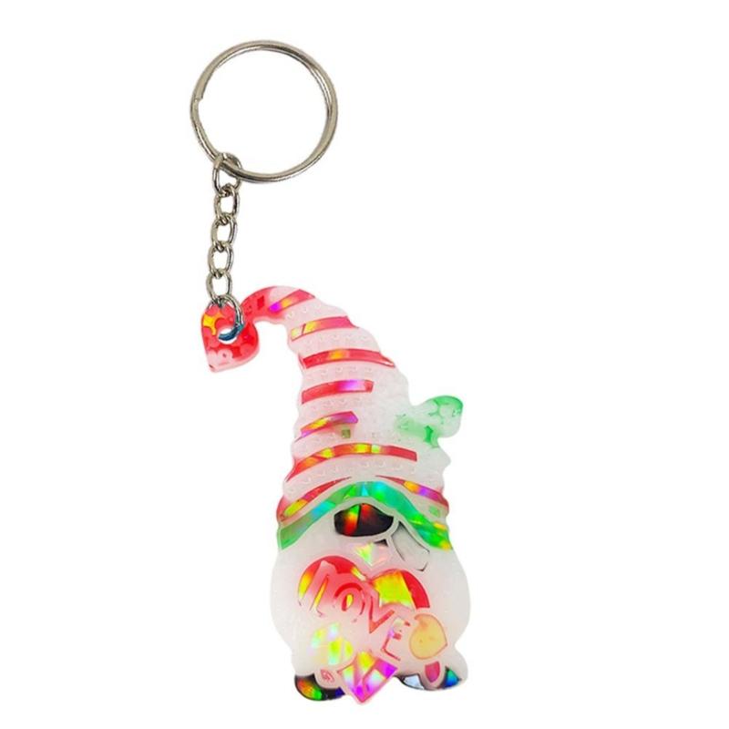 Holographic Resin Molds with Hole Christmas Gnome Pendant Silicone Mold for DIY Keychains Pendants Jewelry Resin Craft