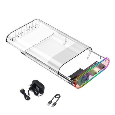 External Hard Disk Enclosure Clear TypeC3.1 Color Lighting Supports 2.5/3.5inch Hard Disk Sliding Mechanism