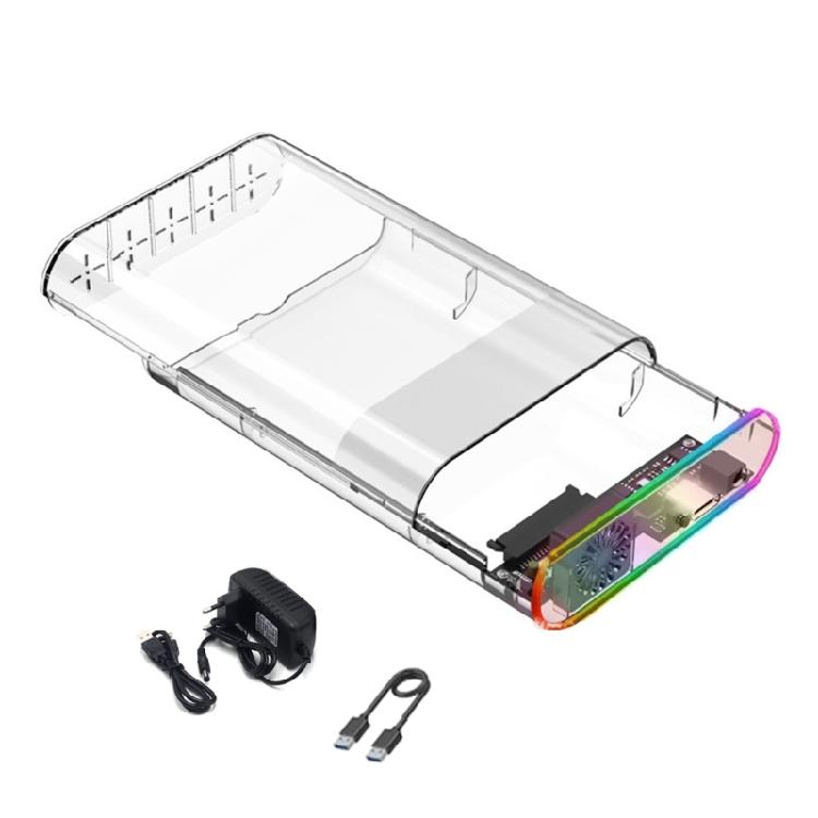 

External Hard Disk Enclosure Clear TypeC3.1 Color Lighting Supports 2.5/3.5inch Hard Disk Sliding Mechanism 1