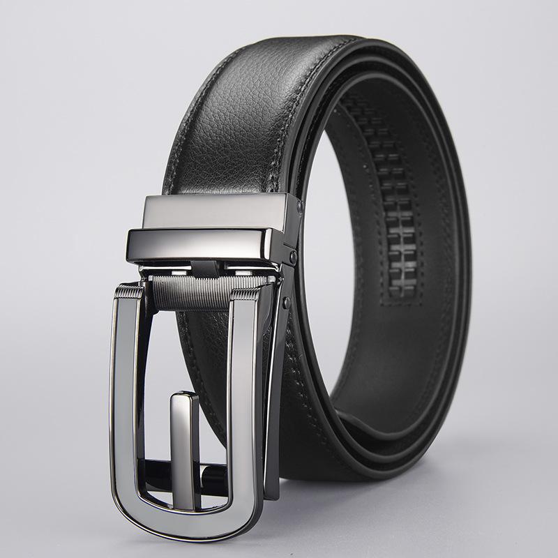 Men'S Premium Leather Belt Automatic Buckle Business Alloy Men'S Belt