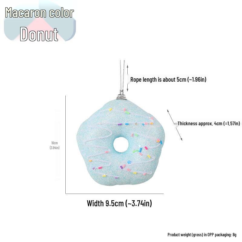 DIY Christmas Macaron Ice Cream Cake Donut Tree Decorations Pendant