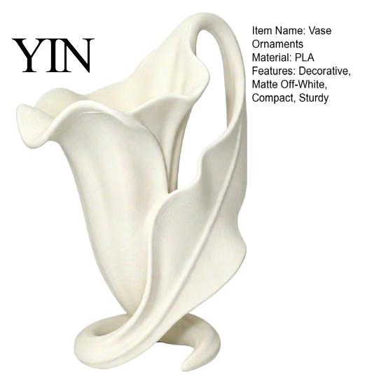 Anspruchsvolle Wohnaccessoires 3D-gedrucktes Calla-Lilien-Vasen-Ornament, Eleganter matter Off-White Blumenhalter mit stabiler Spiraldekoration für Eukalyptus