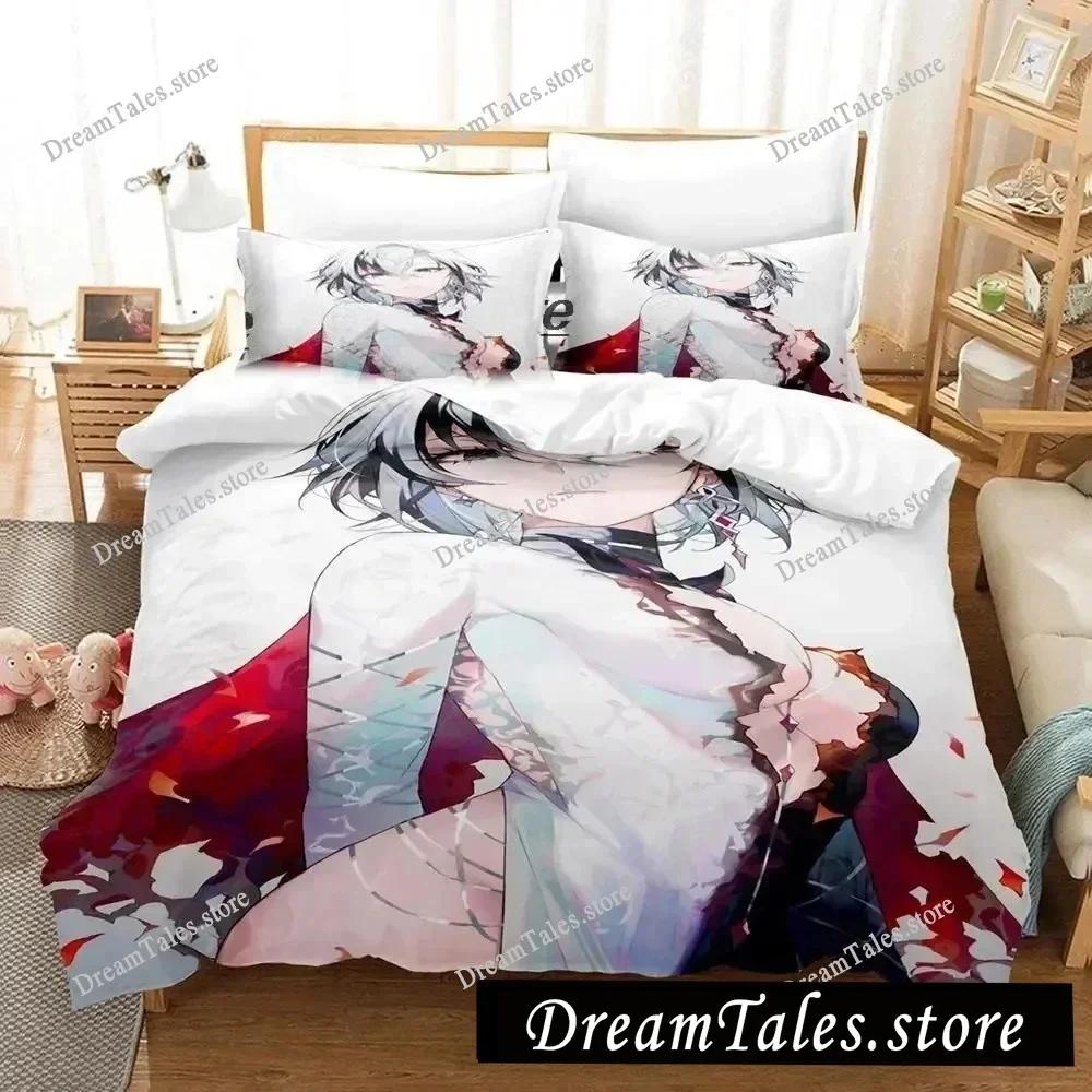 Genshin Impact Arlecchino Cartoon Poster Sheets Quilt Covers Bedding Dormitory Sheets Bedding Set Soft Warm Bedding Set741