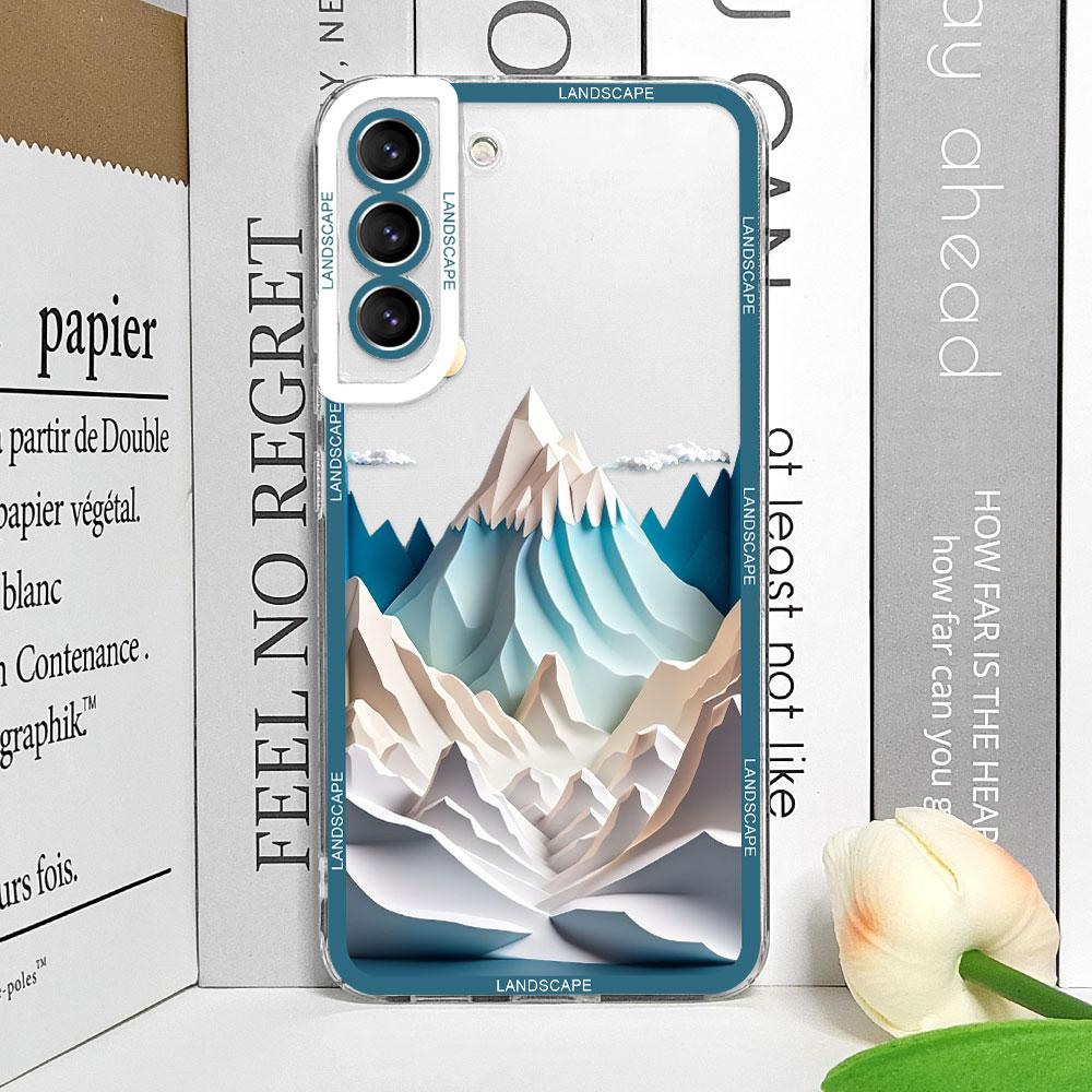 Printing Landscape Creative Mountain Transparent Phone Cases for Samsung Galaxy S22 S25 S21 S23 S24 Ultra Plus FE Covers Fundas