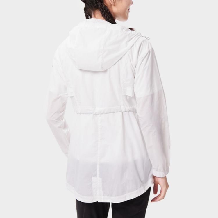 Columbia Solid Color Outdoor Long Sleeve Waist Cinched Hooded Breathable Sun Protection Jacket Women Jackets White WR0363-100