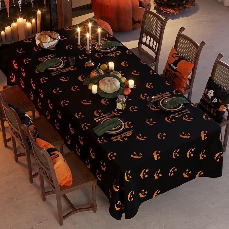 Halloween Tablecloth Decorative Cover Party Table Setting Pumpkin Spider Theme Festive Background