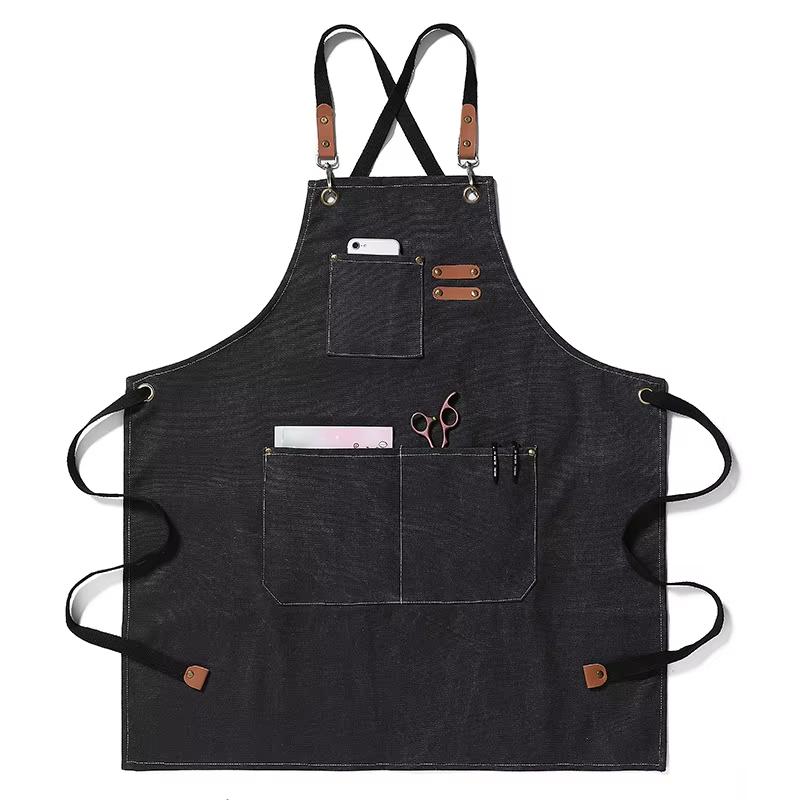 

Thicken Canvas Denim Apron Antifouling Barista Apron Kitchen Restaurant Worker Barber Carpenter Florist Apron for Women Man