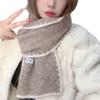 New Simple Solid Color Wool Blended Dog Tooth Edge Knitted Scarf for Women Warm and Windproof Versatile Student White Collar Scarf