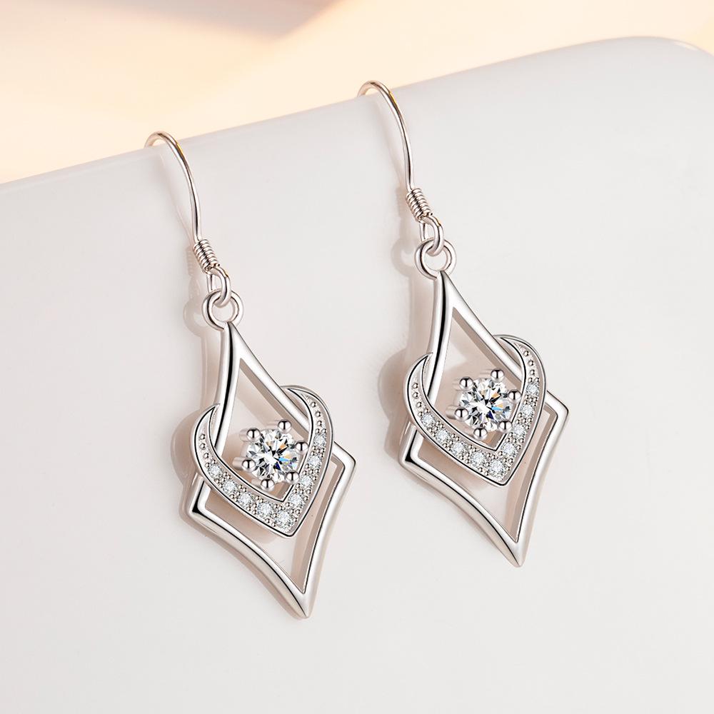 Elegant Zircon Diamond Water Cube Earrings for Women