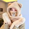 Thickened Plush Women Beanies Caps Cute Bear Ear Ear Protection Caps Hat Scarf Gloves Set  Girls