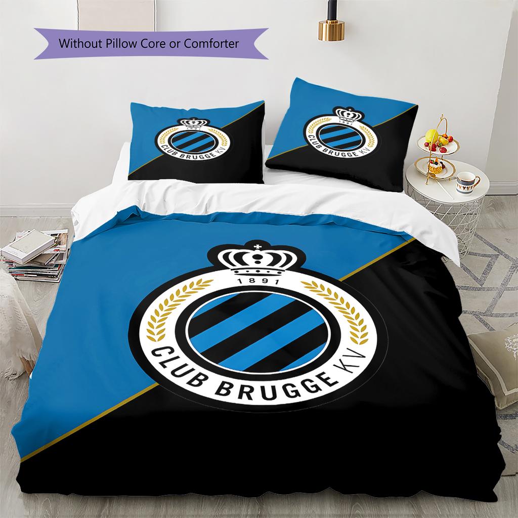 Klub Brugge K.V Vzorované povlečení, Sada přikrývek Potah na přikrývku Povlak na polštář Domácí Dárek k narozeninám (1 * povlak na peřinu + 2 * povlak na polštář, bez jádra)