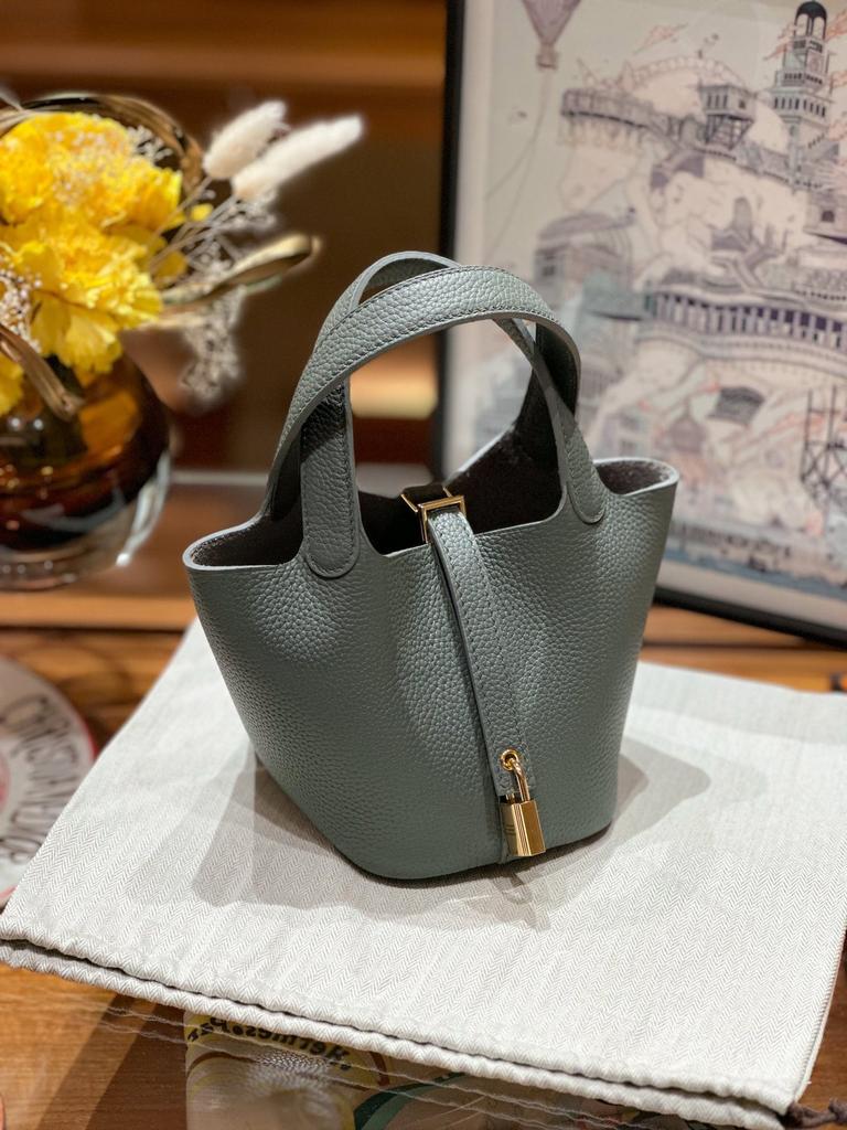 Lammwolle Mini14 Halbhandgefertigte Leder Handheld Bucket Bag Importiertes TC Rindsleder Handtrage Mode Damen Tasche