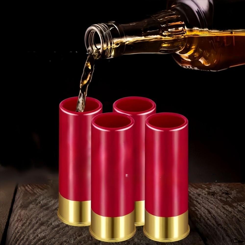 4 Stück/Set 12 Gauge Schnapsglas Trinkbecher 36 ml Fassungsvermögen Kunststoff Tequila Gläser Lebensmittelqualität Kreatives Flaches Glas Soldatenlippenstift