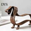 Small Metal Animal Figurines Rustic Dachshund Sculpture, Minimalist Line Art Iron Dog Statue, Vintage Table Ornaments Wiener Tabletop Figurine