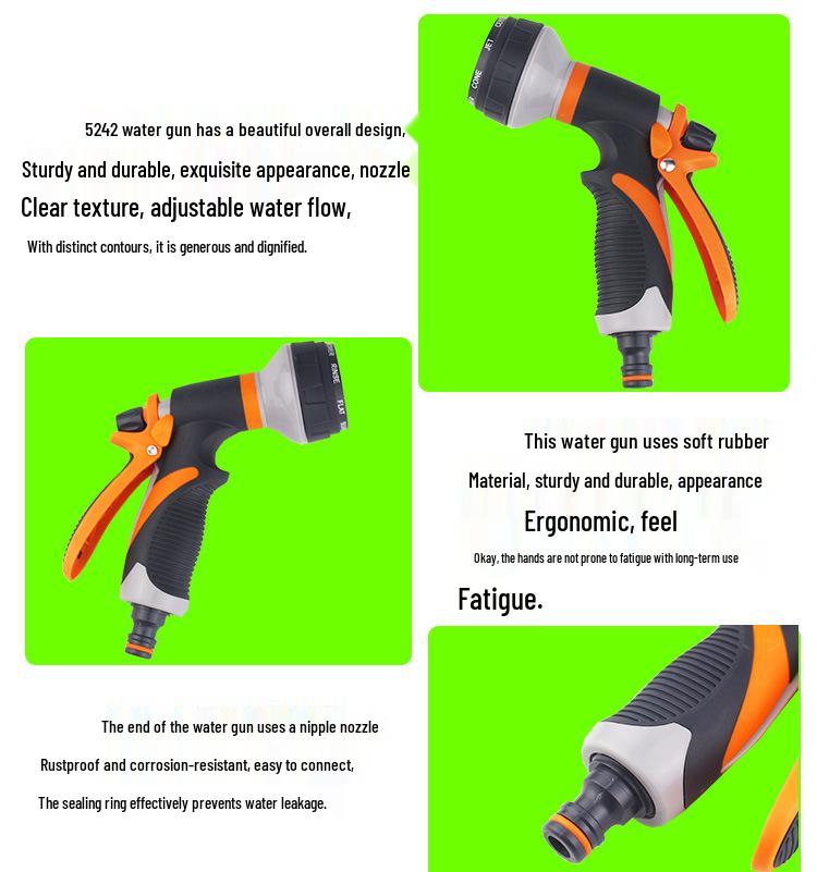 Multifunctional High-Pressure Watering Nozzle: Soft Rubber Spray Gun for Gardening, Vegetable Washing, and Car Washing