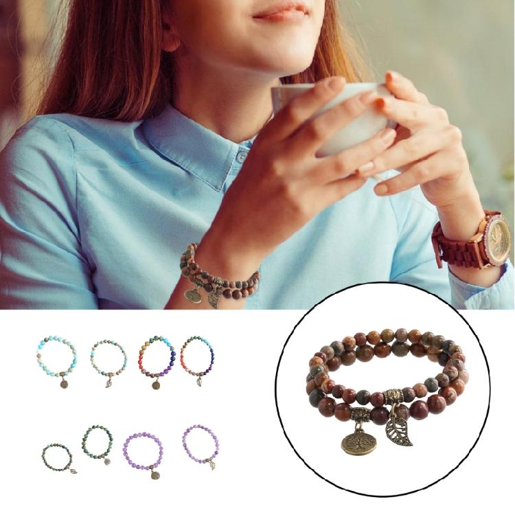 Handmade Leaf Charm Bracelet Life Tree Bangles Jewelry Gift for Women and Man
