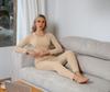 Boyzn Thermal Underwear Warm Soft Long Sleeve Shirt for Winter Women's Set, Patched, Moisture-Wicking, Wool-Silk Lining, Warmth, Beige-03-Nude-XL