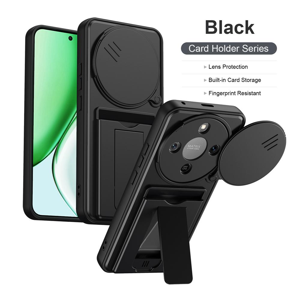 KEYSION Card Slot Holder Bag Phone Case for HONOR X9d 5G Slide Camera Protection Kickstand Shockproof Cover for Magic 8 Lite 5G