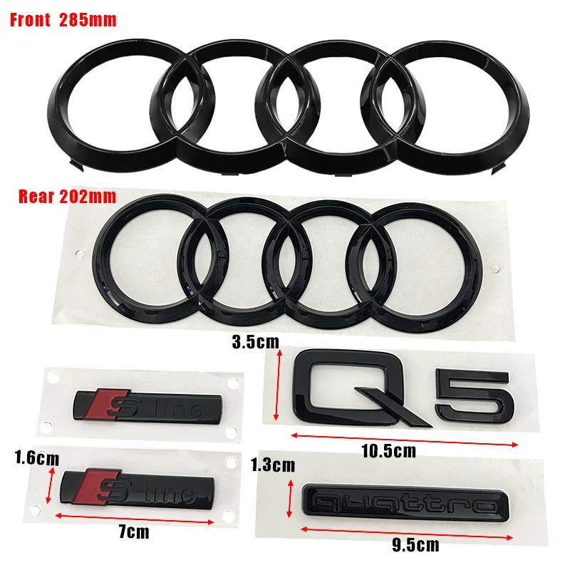 4 Ring Audi Q5 Quarrto Sline Sticker Car Front Hood Grill Emblem Rear Trunk Badge Sticker Side Decoration Accessory Q5 2014-2019