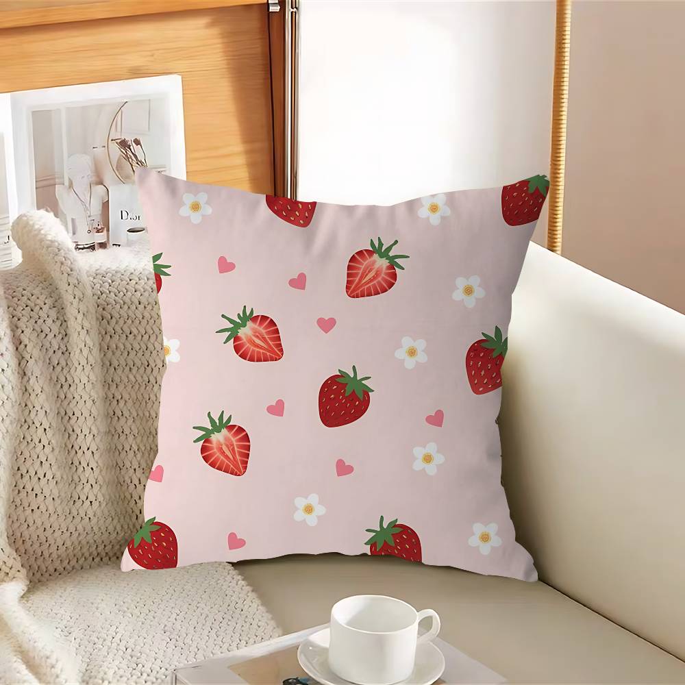 S-strawberry Cute Kawaii Cushion Cover Inches Farmhouse Decor Home Throw Pillow Covers For Couch Decorations
