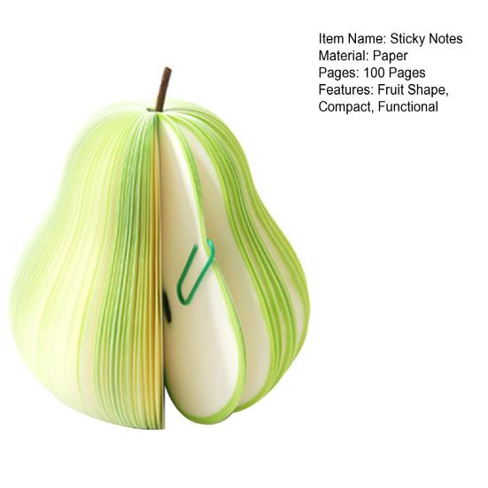 100 Pages Pear Shape Sticky Notes Fruit Shape Portable Scratch Paper Notepads Desk Decor Office Supplies
