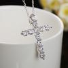 Women Fashion Shiny Zircon The Cross Pendant Long Necklace Link Chain Jewelry