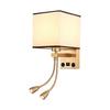 LED Wall Lamp with USB Port Charging Spotlight Fabric Wall Sconce Lighting for Hotel Bedroom Bedside Reading Decor E27