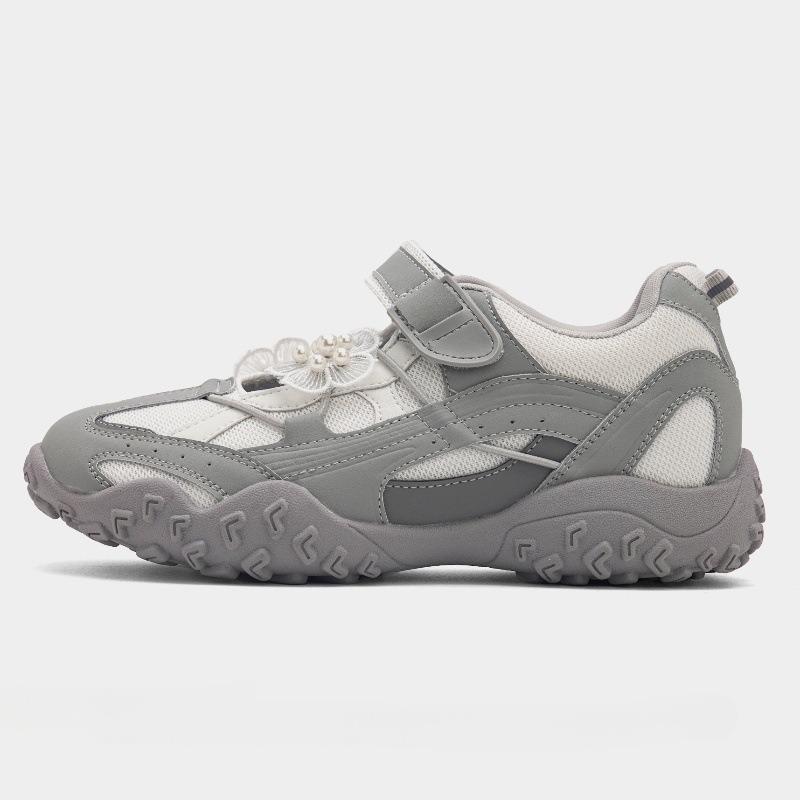 New retro round head thick sole Velcro casual shoes women's versatile leather soft sole