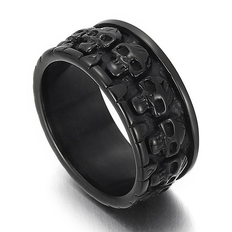 Gothic Style Punk Retro Black Biker Ring Men Hiphop Rock Stainless Steel Skull Finger Rings Party Accessories Jewelry