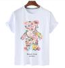 plus Size Trendy Teddy Bear Graphic Tee Casual Short-Sleeved T-Shirt Polyester Fabric Summer Top for Men