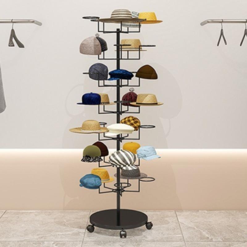 Cap Storage Stand Organizer Display Caps Holder Mobile Metal Hat Organizers Adjustable Hats Organization Support with Wheels