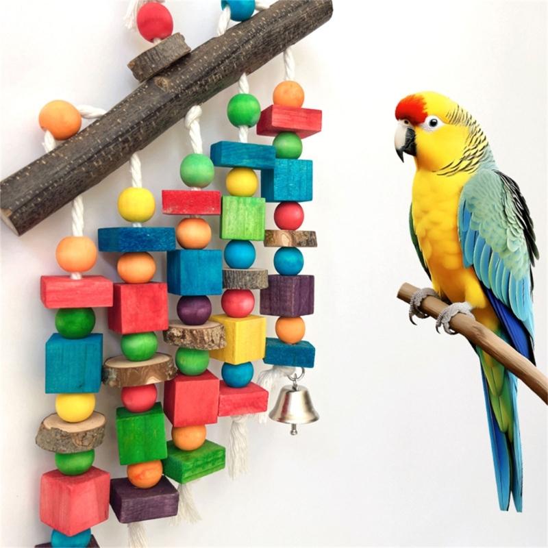 MultiPurpose Bird Chewing Climbing Block Puzzle Toy Natural Wood Perch Random Color Accessories For Parrots Beak Care