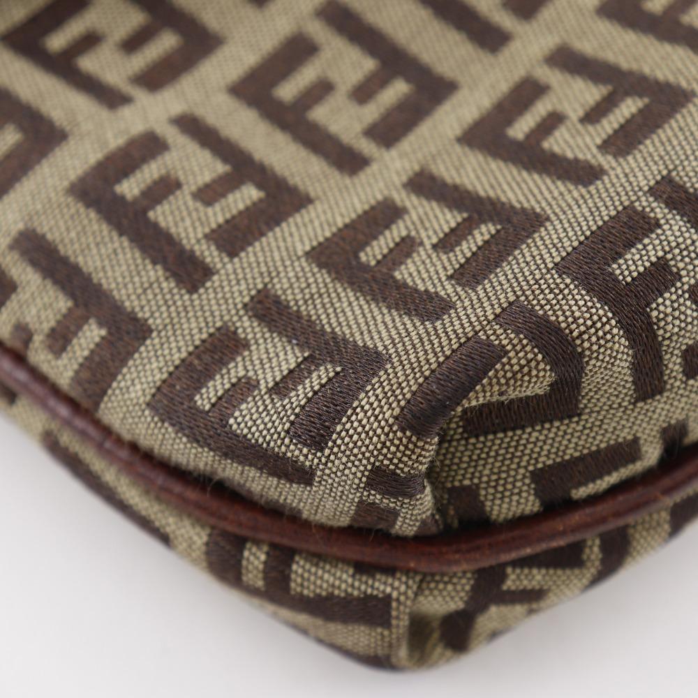 Fendi Zucchino Shoulder Bag Brown Nylon Canvas Women Used