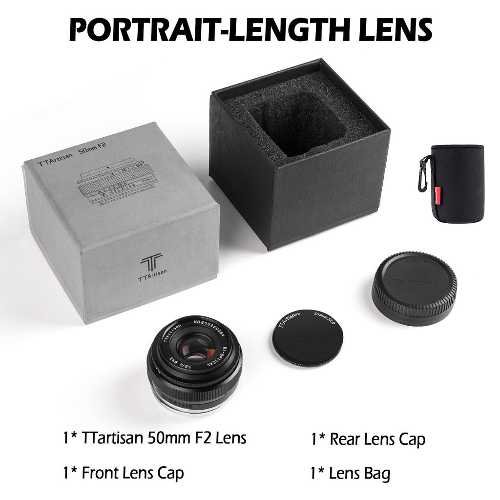 TTartisan 50mm F2 Manual Focus Lens for Sony Compatible with and More Full-Frame E-Mount Cameras, A7, A7II, A7III, A7R, A7RII, A7RIII, A7RIV, A7S,