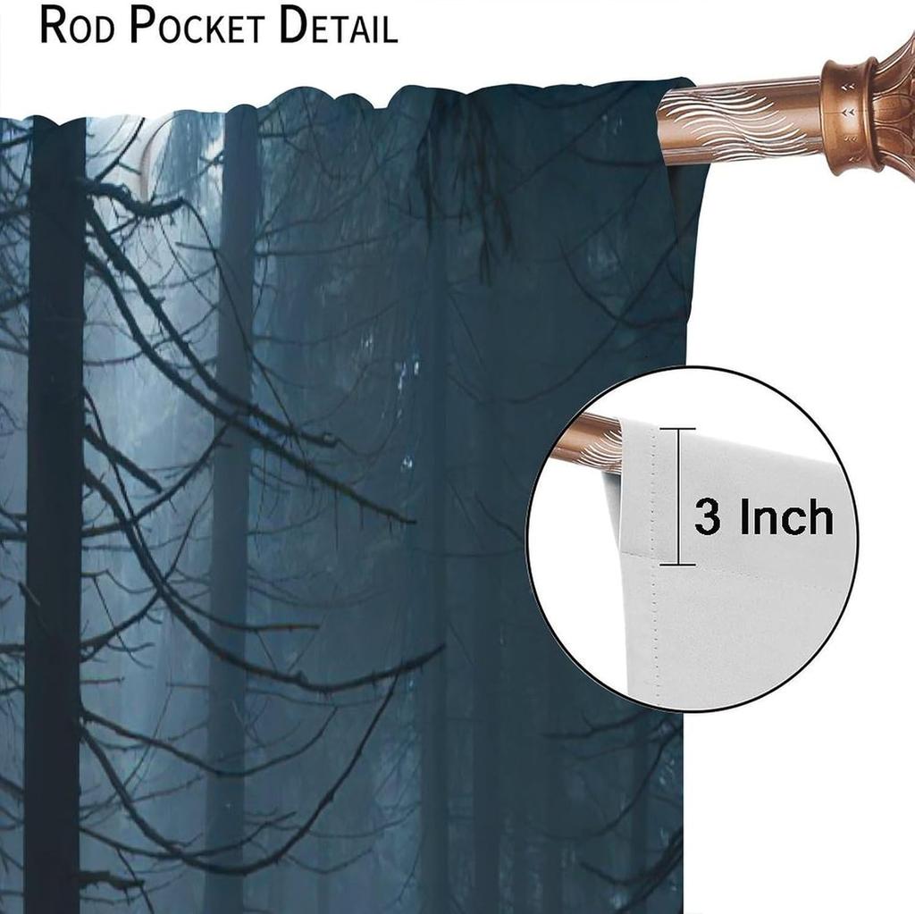 Forest Curtains Mysterious Mist Fall Nature Scenery Window Treatments Bedroom Living Room Darkening Made Of Polyester Area Decor