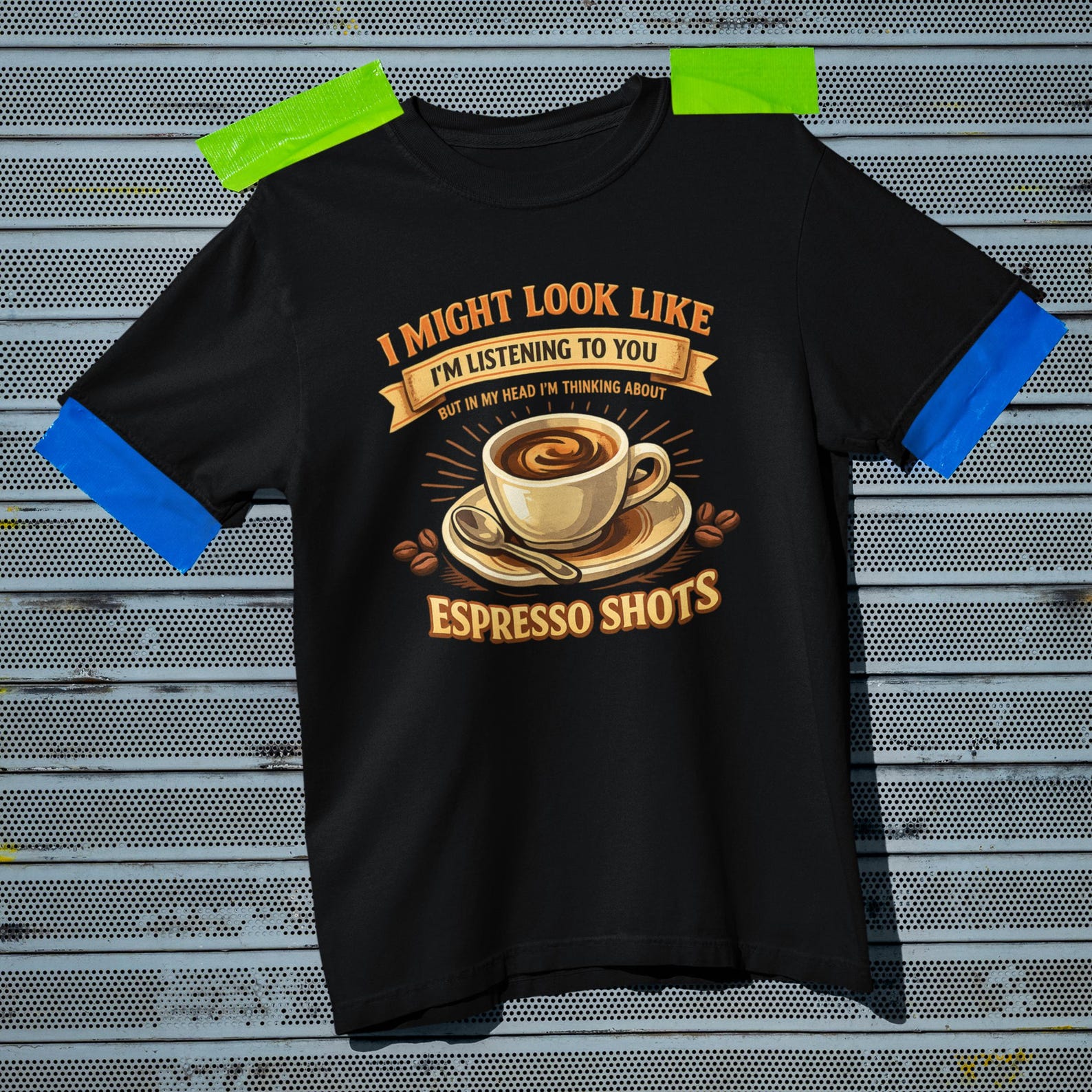Espresso Shots Funny Coffee Shirt | Cafe Lover Tee S