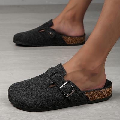 Men Half Shoes Casual Women Cork Clogs Slippers Suede Slip On Flat Sandals Soft-Soled Casual Sandals Antislip Outdoor