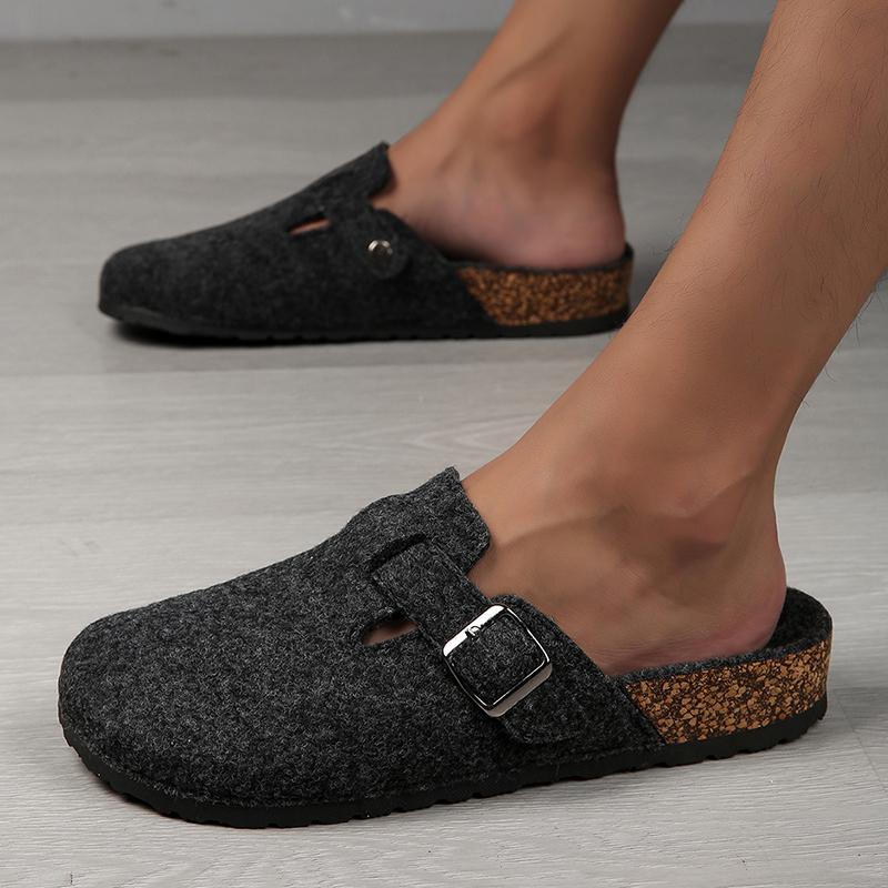Fashion Men Half Shoes Casual Women Cork Clogs Slippers Fashion Suede Slip on Flat Sandals Soft-Soled Casual Sandals Antislip Outdoor