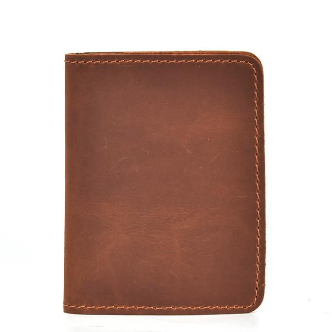 Кожаная маленькая карточница, Короткий кошелек, Кошелек из кожи Crazy Horse, Прочная и простая карточница, Дешевый.