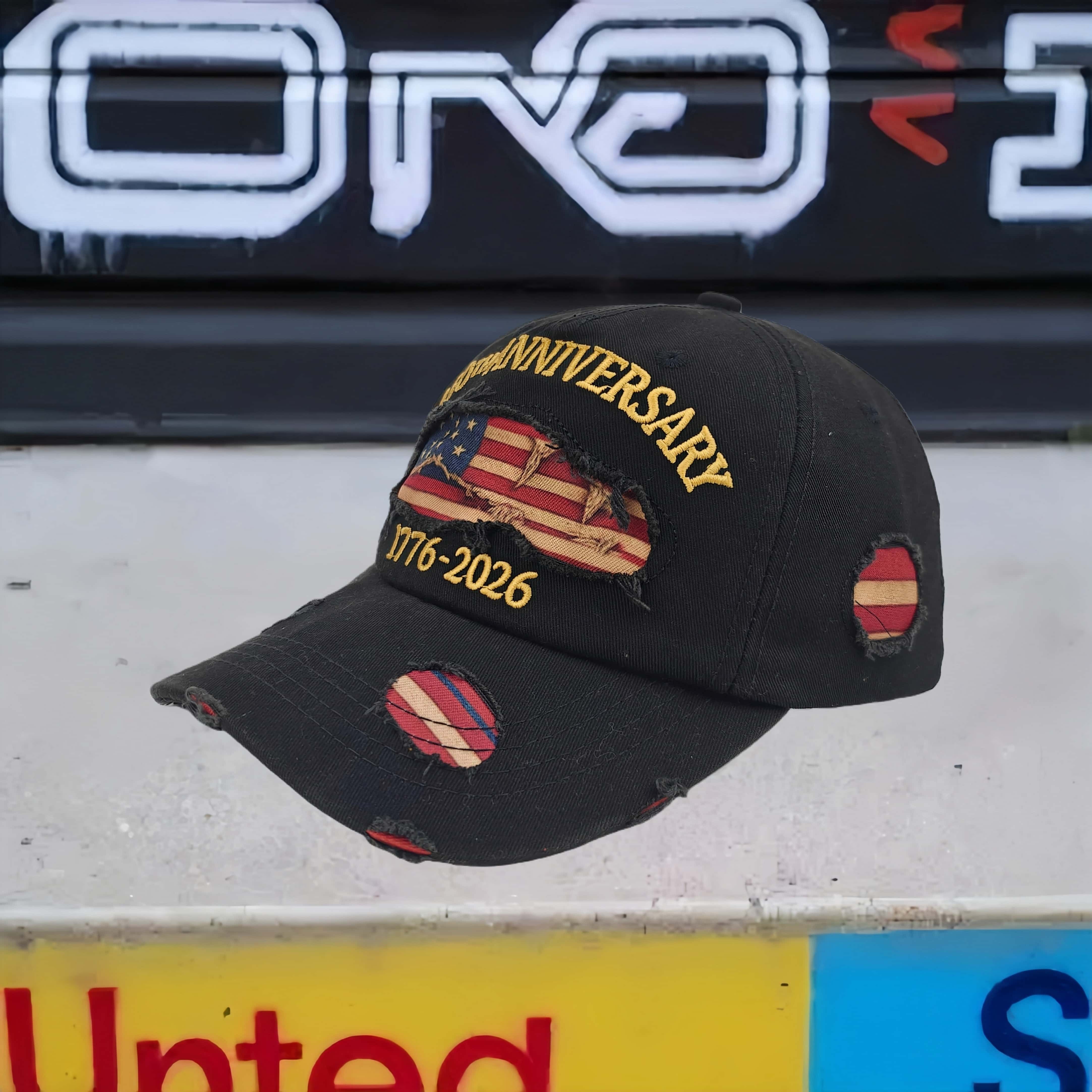

USA 250th Anniversary Commemorative Baseball Cap, Unisex Vintage Washed Cotton Snapback with Sun Protection Adjustable Strap Adjustable чорний