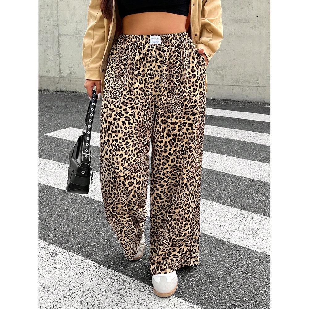 

Літні жіночі повсякденні штани з леопардовим принтом та мікро-розкльошем 2025 року - Модний стиль для роботи M леопардовий/коричневий