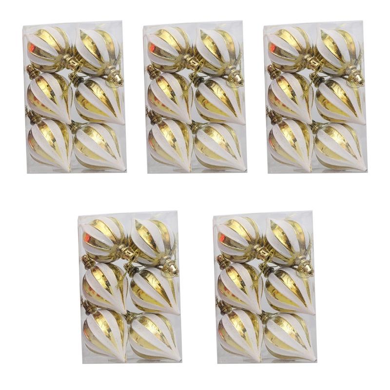 

5 Boxes Christmas Tree Hanging Pendants Electroplated Baubles for Holiday Decoration Indoor and Outdoor Ornaments 1 золотий