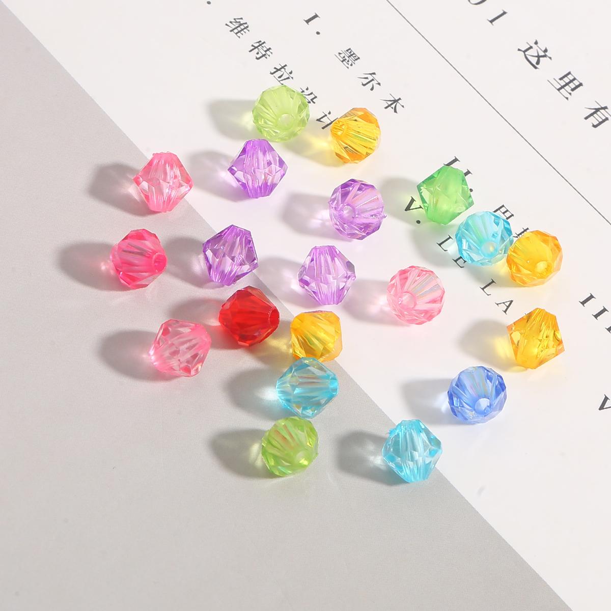 

1300-20800Pcs Faceted Acrylic Transparent Pointed Loose Spacer Beads for Jewelry Making DIY Accessories 8mm разноцветный