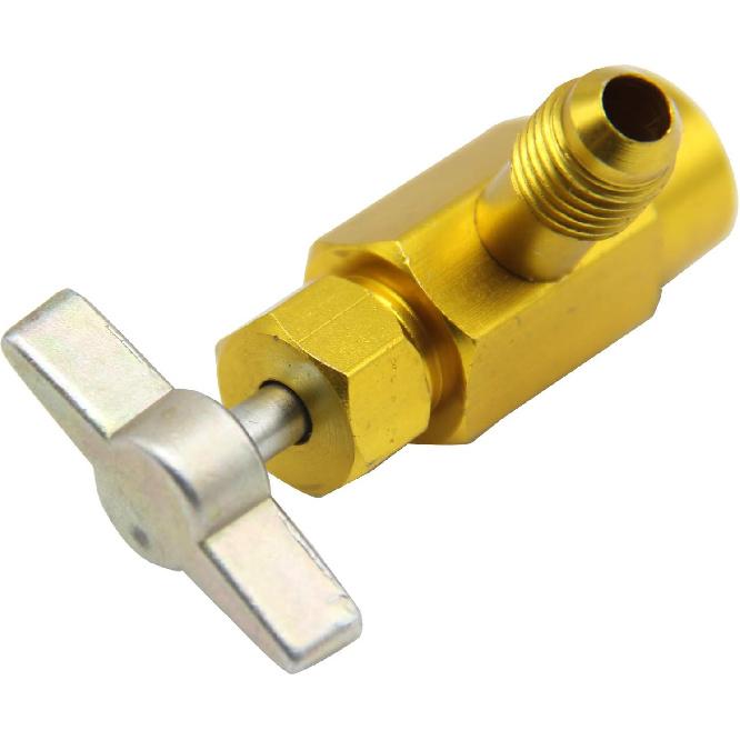 R134A Self-Sealing Can Tap Valve Refrigerant Dispenser Tool Bottle Opener, with 1/2" Female Right Hand Thread, 1/4inch SAE Male, T handle for easy